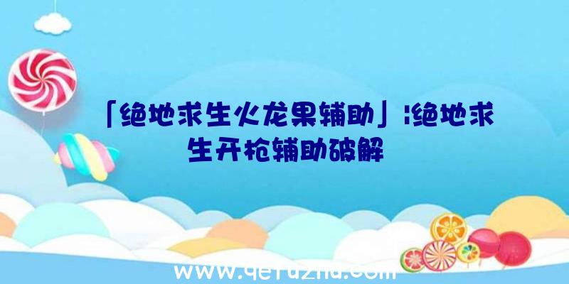 「绝地求生火龙果辅助」|绝地求生开枪辅助破解